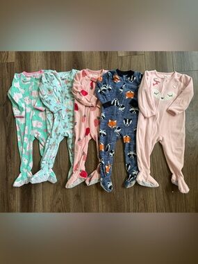 Lot of 5 Carters Simple Joys Fleece Pajamas